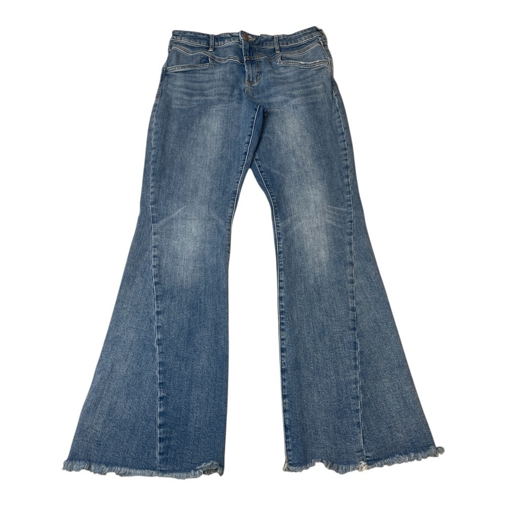 Dear John Rosa Flare Raw Hem Mid Rise Medium Wash Denim Jeans Women’s Size 31